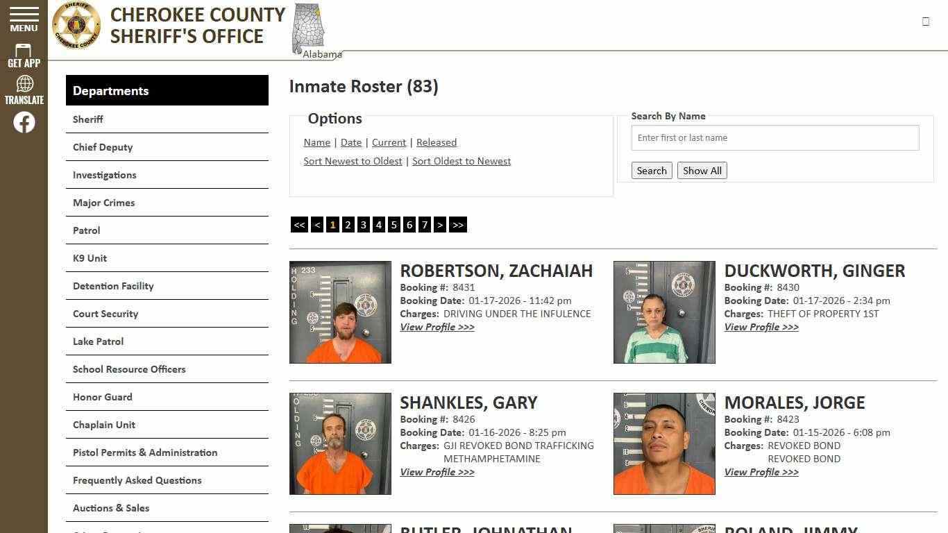 Inmate Roster - Current Inmates Booking Date Descending - Cherokee County Sheriff AL